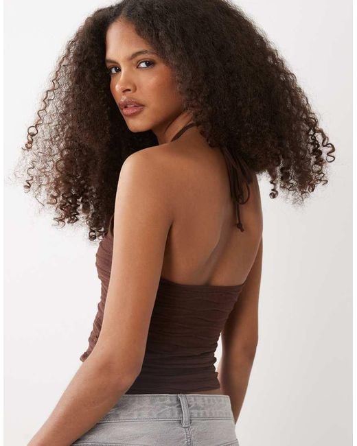Mango Brown Teen Knitted Halterneck Top
