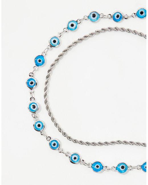 ASOS Black 2 Pack Necklace With Evil Eye for men