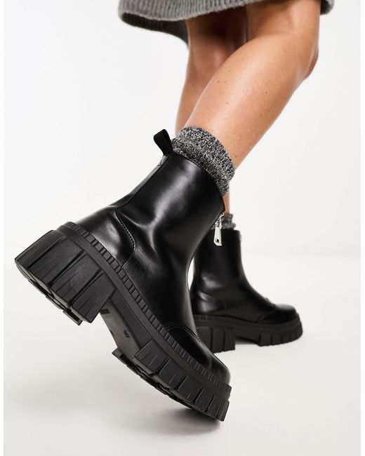 ASOS Alliance Chunky Zipfront Boots in Black Lyst