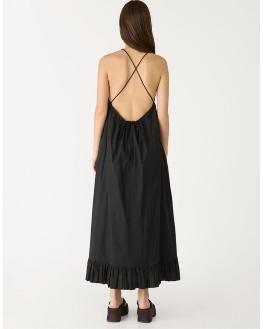 Stradivarius Black – langes kleid aus popeline