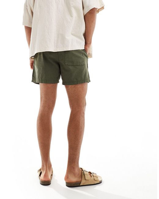 ASOS Green Slim Linen Shorts for men