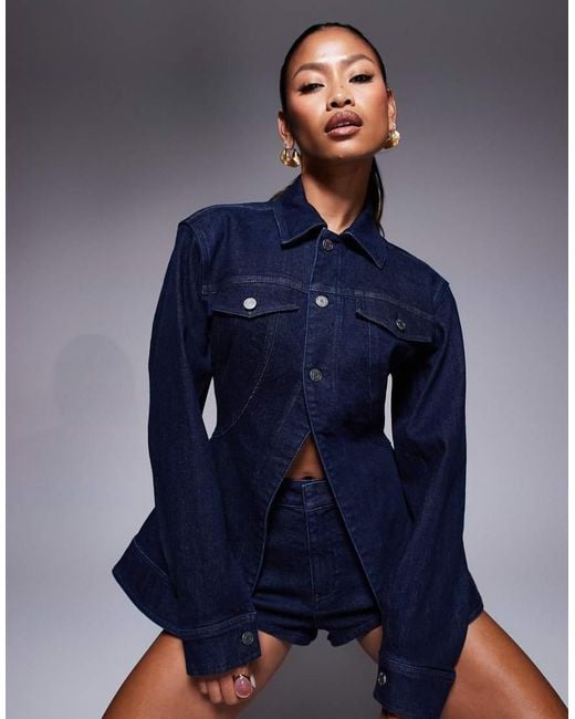 AFRM Blue Dark Denim Jacket Co-ord