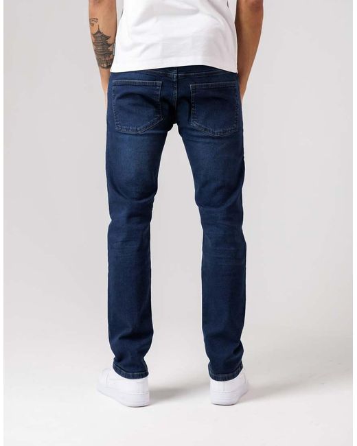 French Connection Blue Cotton Slim Fit Stretch Denim Jeans for men