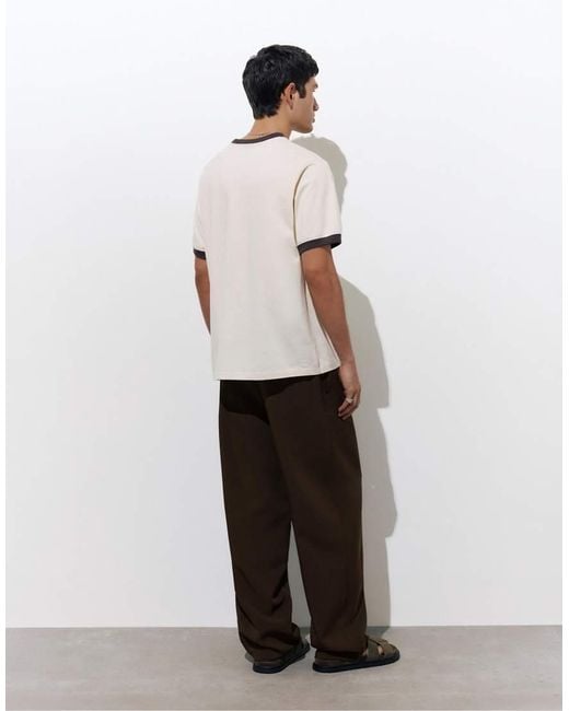Pull&Bear Blue Tailored Fit Darted Trousers for men