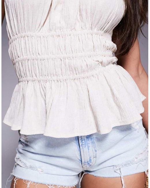 River Island Gray Shirred Halterneck Top