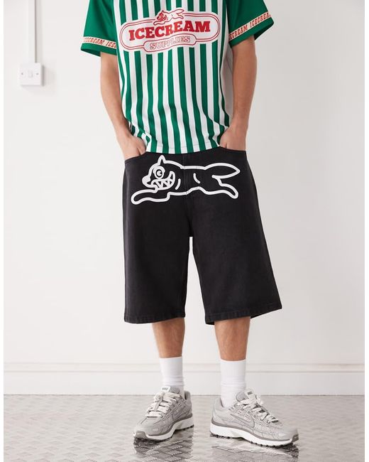 Pantalones Cortos Vaqueros Negros Running Dog De ICECREAM de hombre de color Black