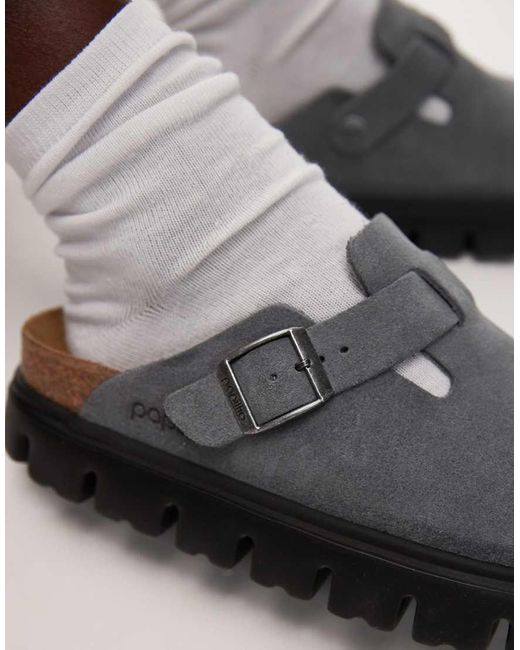Birkenstock Gray Papillio Boston Platform Clogs