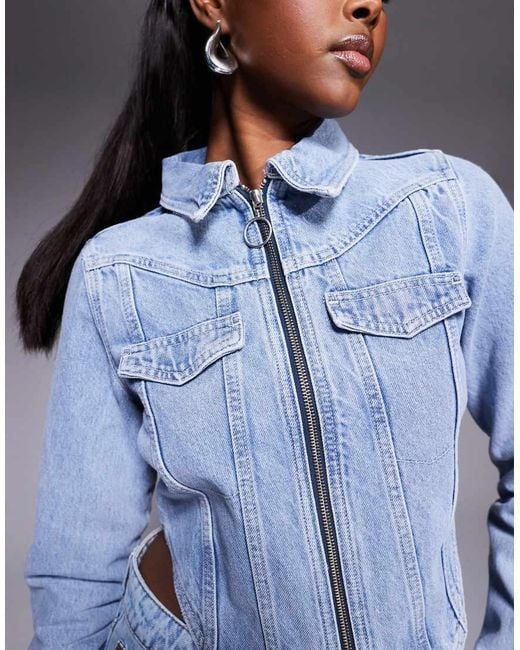 River Island Blue Longsleeve Corset Jacket