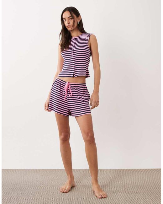 ASOS Pink Mix & Match Button Down Pyjama Vest