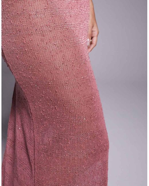 South Beach Purple Knitted Sequin Maxi Skirt