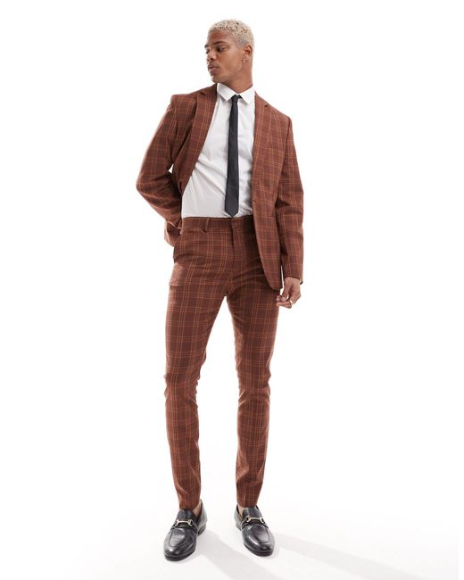 ASOS Brown Super Skinny Suit Trouser for men