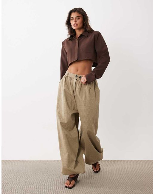 Missy Empire Brown Collared Cropped Shirt
