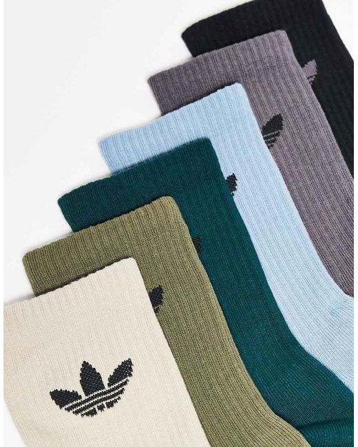 Adidas Originals White Adicolor Trefoil 6 Pack Crew Socks