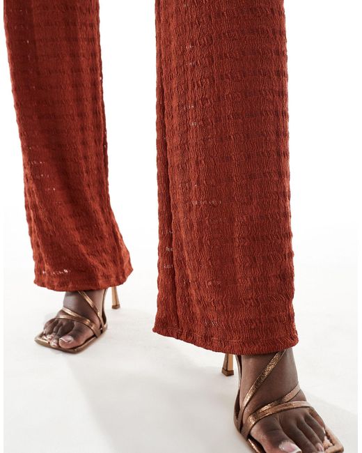 ASOS Red Wide Leg Jersey Crochet Pants