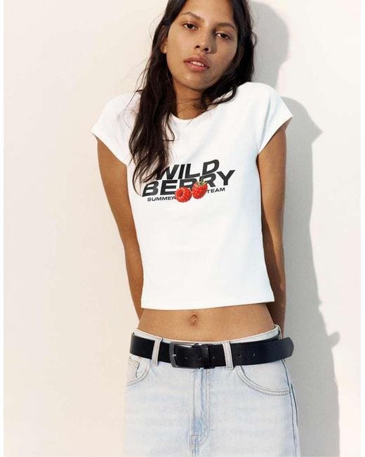 Pull&Bear White Fruit Graphic T-shirt