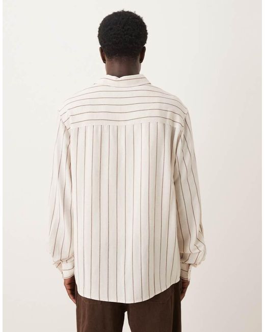 Camisa A Rayas Holgada De Tejido Efecto Lino De -Neutro ASOS de hombre de color Natural