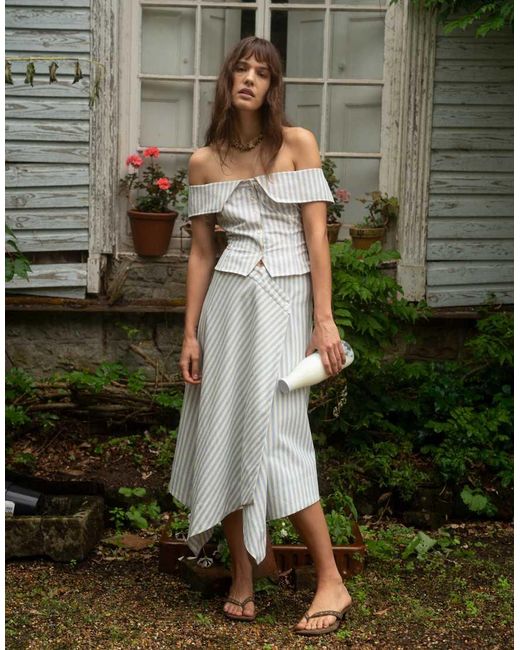 Muse Assembly White Midaxi Asymmetric Hem Skirt