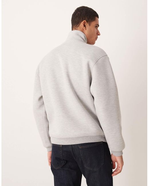 Sweat oversize à col zippé en tissu imitation néoprène épais - chiné ASOS pour homme en coloris Gray