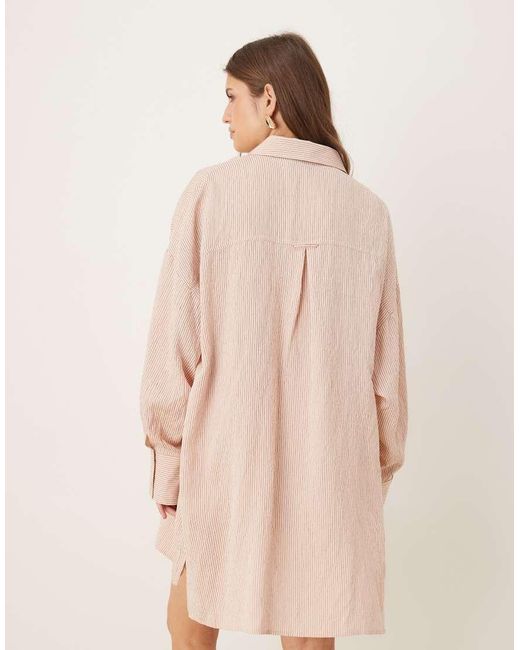 ASOS Natural Poplin Oversized Mini Shirt Dress