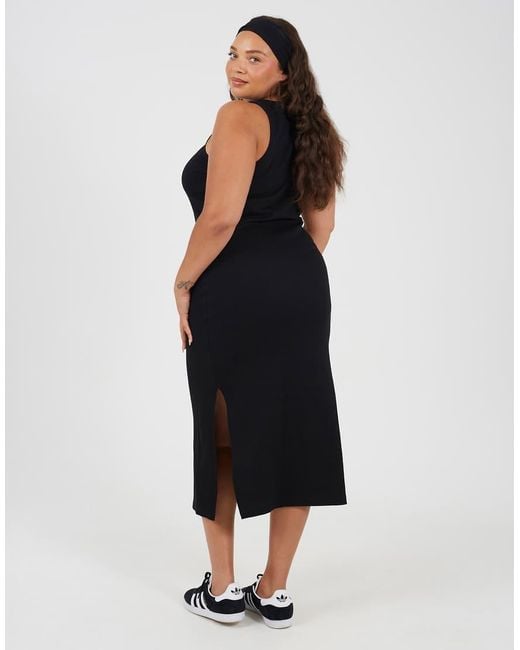 Brave Soul Black Curve Crew Neck Bodycon Midi Dress