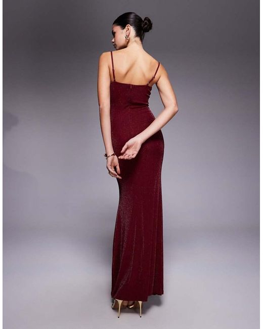Wanderdoll Purple Leah Sculpted Cup Detail Cami Maxi Dress