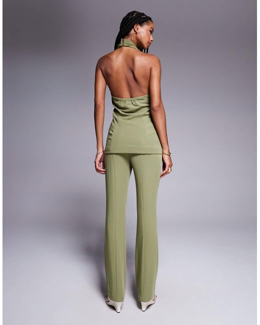 Pantalon évasé ajusté d'ensemble - olive ASOS en coloris Green