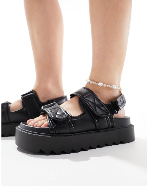 ASOS Black Wide Fit Forecast Sporty Dad Sandals