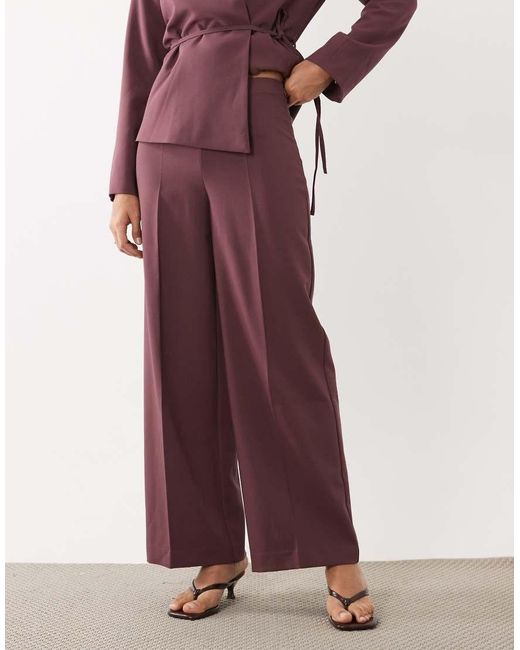 Aware Red High Waist Wide Leg Tailo Trouser Co-ord
