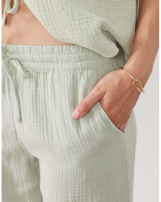Jdy Natural Wide Leg Cheesecloth Trousers Co-ord