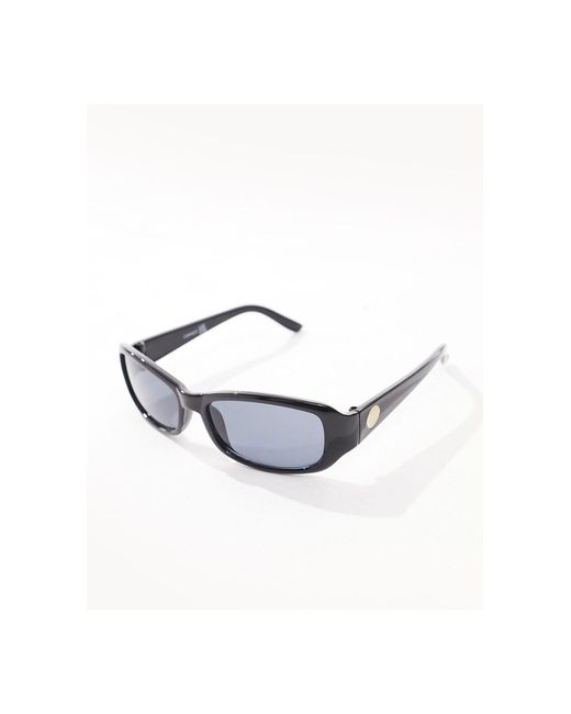 Reclaimed (vintage) Black Unisex Square Wrap Sunglasses