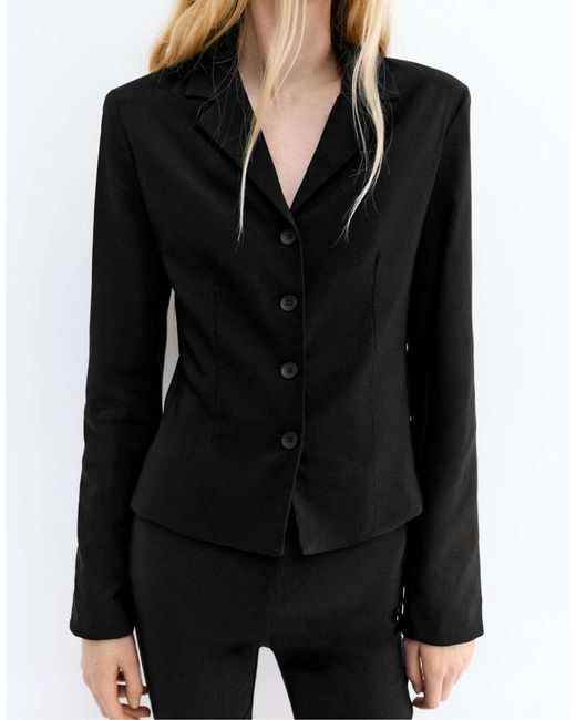 Pull&Bear Black Cropped Blazer