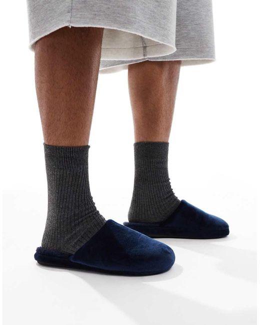 SEQWL Blue Mslip Fur Lined Slippers for men