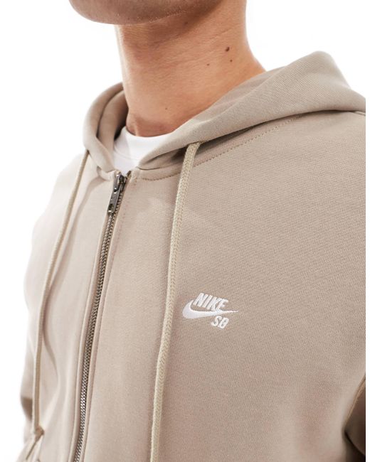 Nike - sb esssential - sweat à capuche zippé - kaki Nike pour homme en coloris White