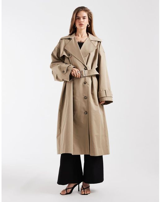& Other Stories Natural Pure Cotton Midi Length Trench Coat