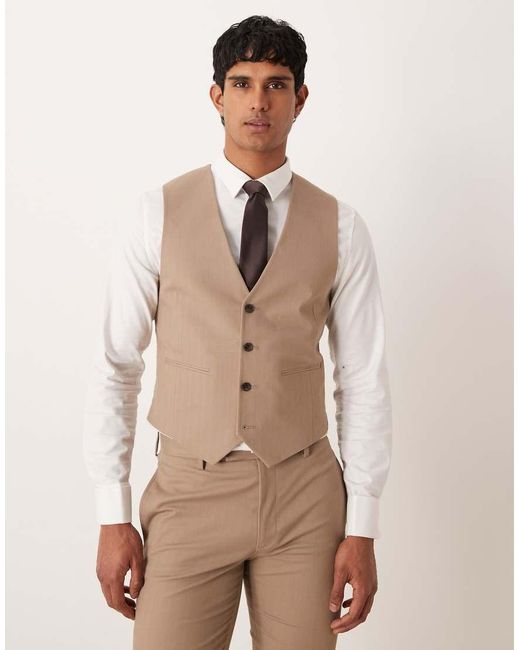ASOS Natural Skinny Suit Waistcoat for men
