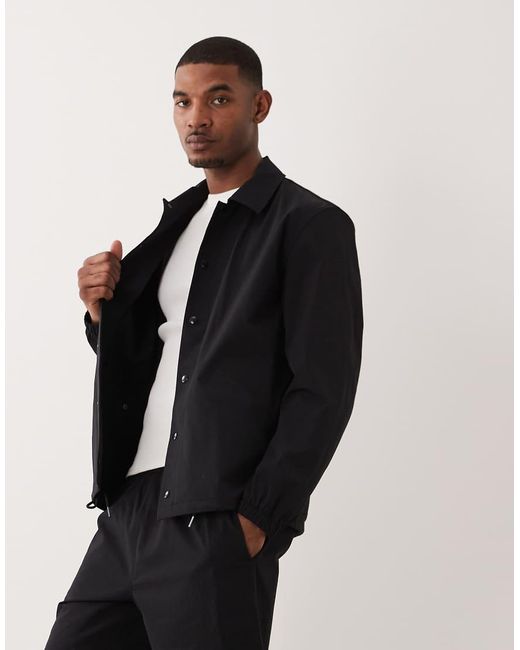 ARKET Black Snap Front Overshirt for men