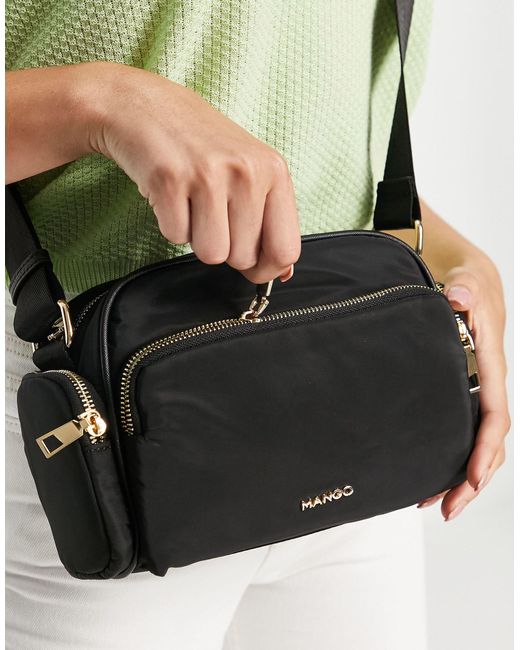 mango Black Multi Compartment Cross Body Bag With Zip Detail