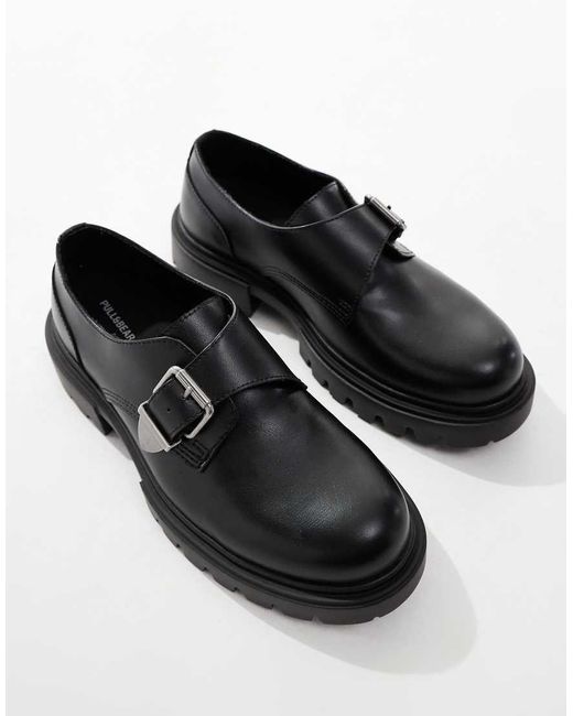 Pull&Bear Black Buckle Detail Brogue for men