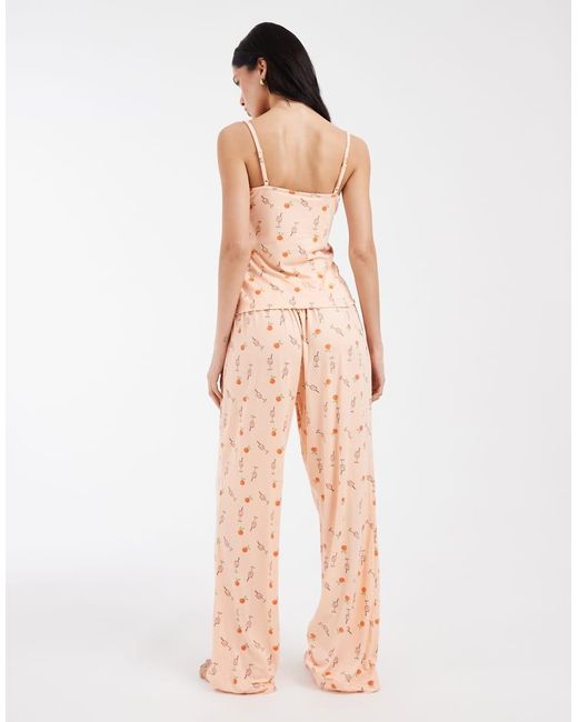 Loungeable Natural Super Soft Jersey Cami And Pants Pajama Set