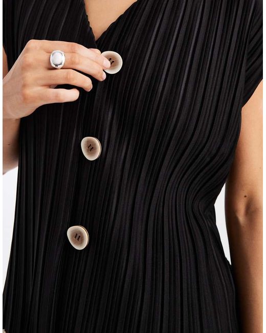 River Island Black Plisse Waistcoat
