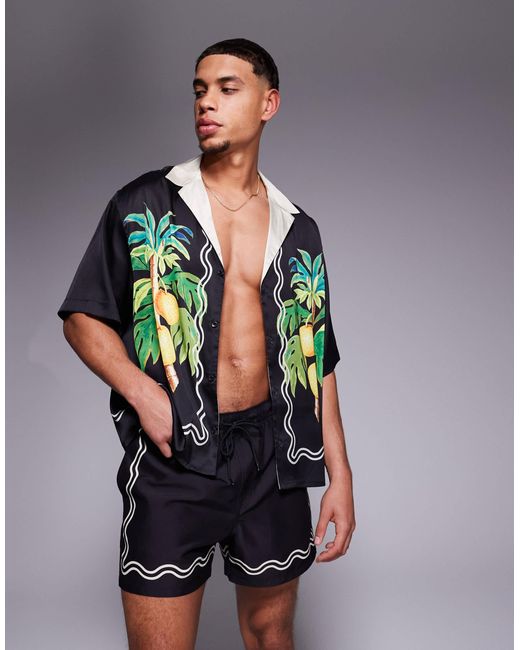 ASOS – kurze badeshorts in Black für Herren