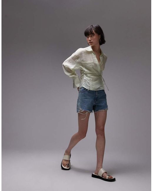 Camicia Salvia A Portafoglio Con Allacciatura Laterale di Mango in Gray
