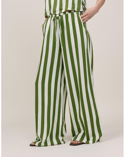 Nobody's Child Petite Green Reese Linen Mix Wide Leg Pants