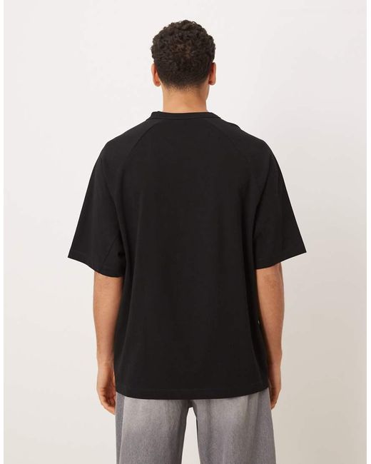 ASOS Black Heavyweight Oversized T-shirt With Panels And Chest Embroidery for men