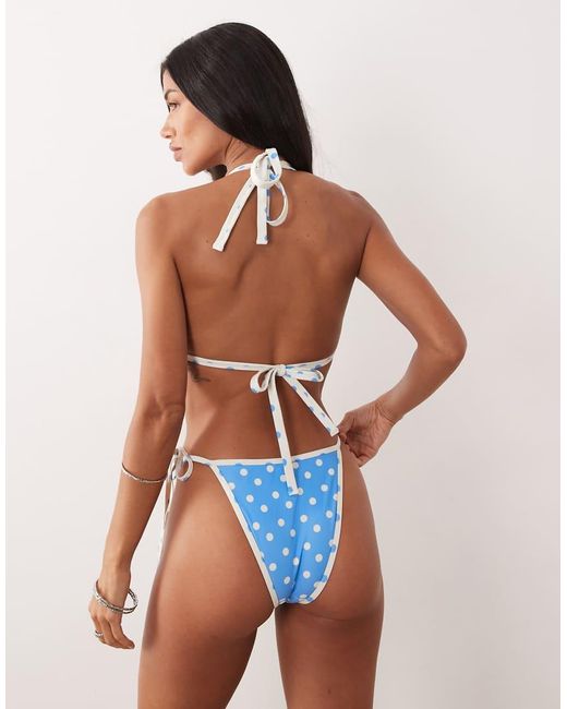 Peek & Beau Blue Triangle Bikini Top With Contrast Trim