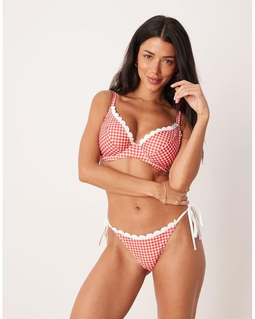 Peek & Beau Red Gingham Print Tieside Bikini Bottom
