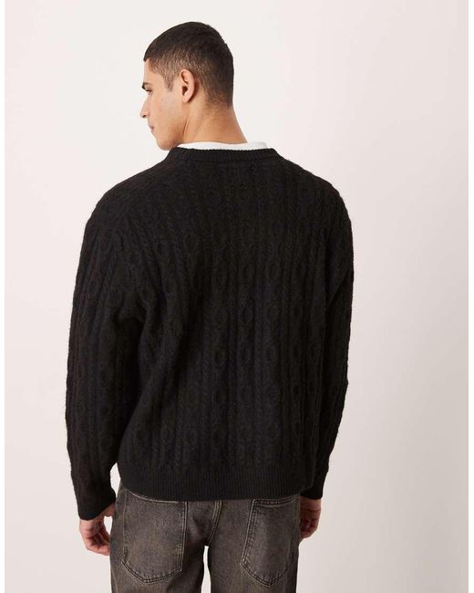 Abercrombie & Fitch Black Cable Knit Jumper for men