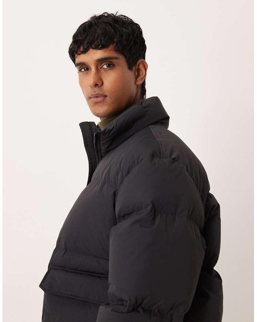 ARKET Black Down Puffer Jacket With Funnel Neck for men