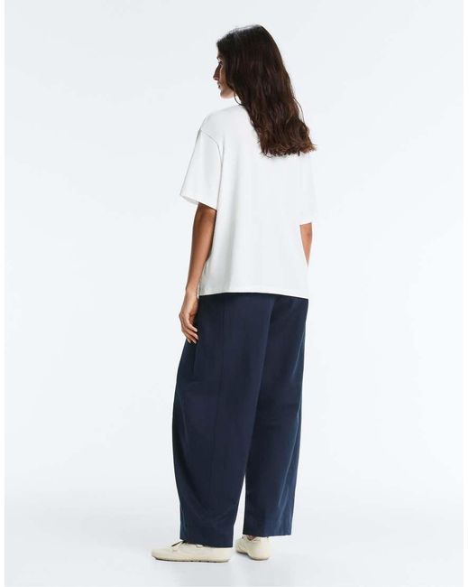 Oysho Blue Cotton Blend Balloon Trousers
