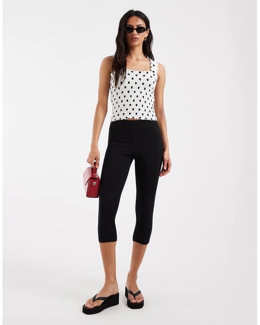 Pieces White Wide Strap Smock Top